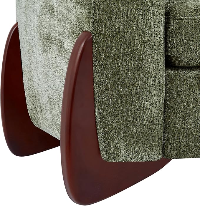 Christopher Knight Home Taki 89 Inches Sofa Couch Cozy Chenille Upholstered 3-Seater Sofa Wood Frame Couches Comfy Home Sofa Living Room and Office Lounge Seating with Armrests Olive Green
