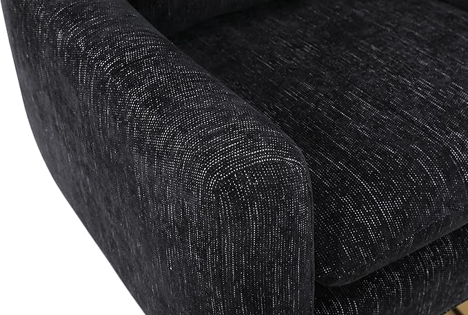 JOSHEN 360 Swivel Accent Chair IndoorModern Linen ArmchairComfortable Upholstered Lounge Chair with Metal Base for Living RoomApartmentOfficeBlack