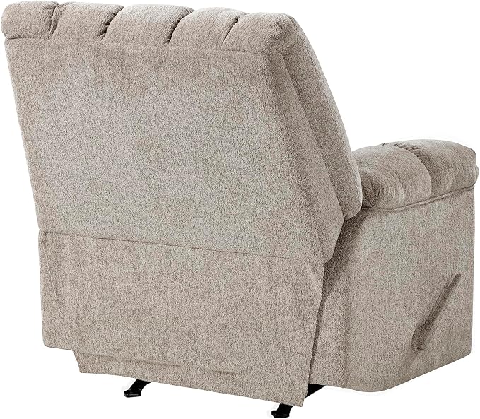 Lexicon Chenille Rocker Reclining Chair for Adults Rocker Pull Handle Recliner Nursery Chair for Living Room/Bedroom High Back Pillow Top Arms High Density Foam Cushions Light Brown