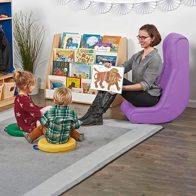 Factory Direct Partners Soft Tufted Floor Rocker - Cushioned Ground Chair for Kids Teens and Adults - Great for Reading Gaming Meditating TV - Lavender 10488-LV