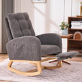 Rocking Chair with Foot Rest Nursery Glider Teddy Gliding Rocking Chair with Retractable Footrest Rubber Wood Legs Side Pocket High Back &amp Wide Seat Nursing Chair for Living Room (Gray)
