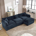 Setawix Deep 3 Seater Couch with Ottoman112.2 L-Shaped Cloud Couches for Living RoomChenille Cloud Sofa Couch with Deep SeatModular Sectional L Shape 3 Seat Sofa for Bedroom. (Blue 3+1)
