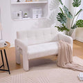 47'' Modern Loveseat Comfortable Small Couch for Two with Chenille Fabric Minimalist Accent Chair for Bedroom Office Entryway Dorm (Beige)