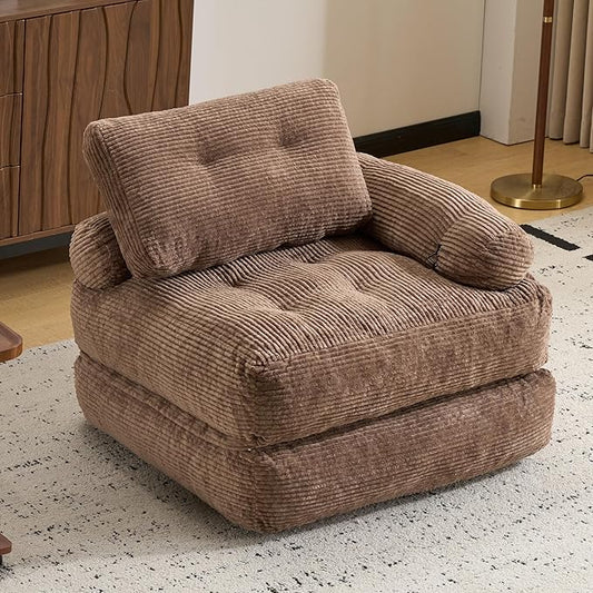 Folding Sofa Bed with ArmrestConvertible Sleeper Chair for Adults Folding Sofa Bed Foam Filling Couch with PillowSleeper Chairs Single Size Floor MattressBrown