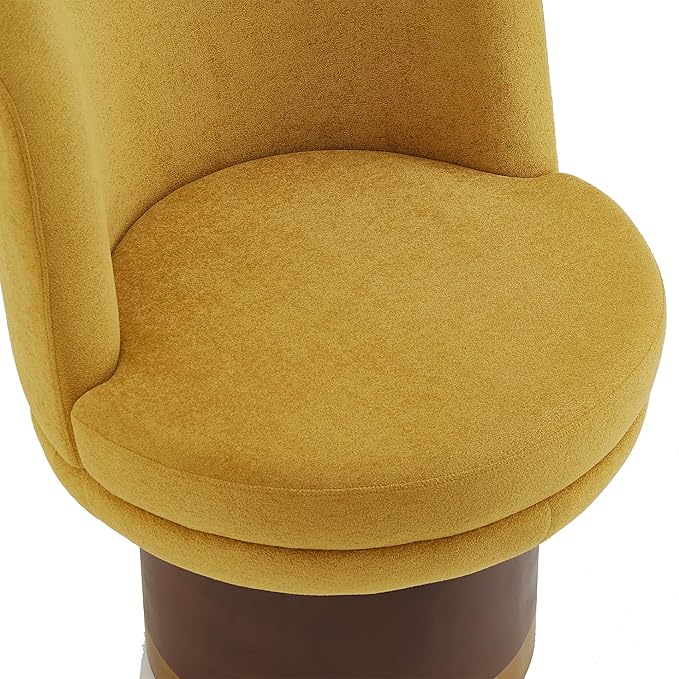 Christopher Knight Home Mirin Upholstered 360° Swivel Accent Chair Chenille Fabric Swivel Barrel Chair Modern Vanity Chair for Living Room Bedroom Yellow+Brown
