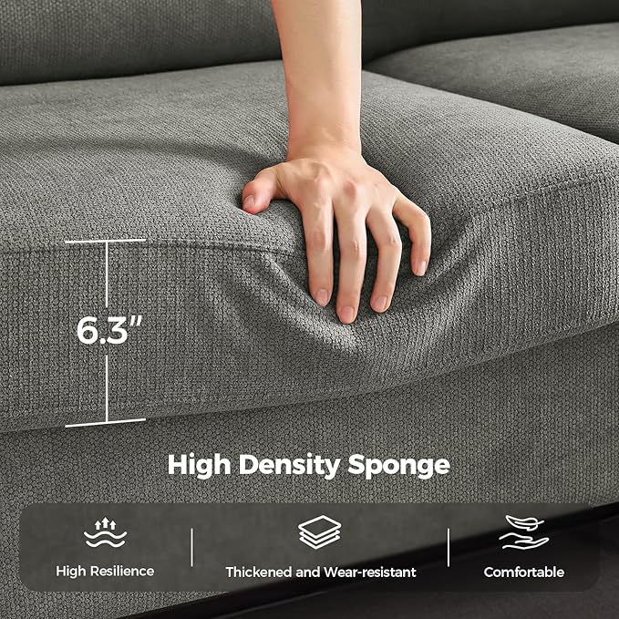 91 Inch Lawson Sofa with Extra Deep Seats Oversize Mid-Century 3-Seat Sofa Couch for Living Room Apartment Lounge Light Gray