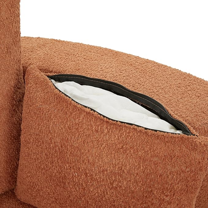 Oversized 55 W Upholstered 360° Swivel Accent Barrel Chair and a Half Modern Comfy Cuddler Sofa Lounge with Pillows for Living Room Bedroom Hotel (Chenille Terracotta)