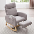 Setawix Teddy Rocking Glider Chair for NurseryUpholstered Living Room Rocker Arm ChairLeisure Sherpa Wingback ArmchairMid Century Modern Rocking Accent Chair with Side Pockets (Teddy Grey)