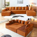 145 Cloud Couch Sectional Modular Sofa with Fixed-Shape Frame and Deep Seat Corduroy U Shaped Boneless Sofas Couch in a Box No Assembly Required Irange Couches for Living Room