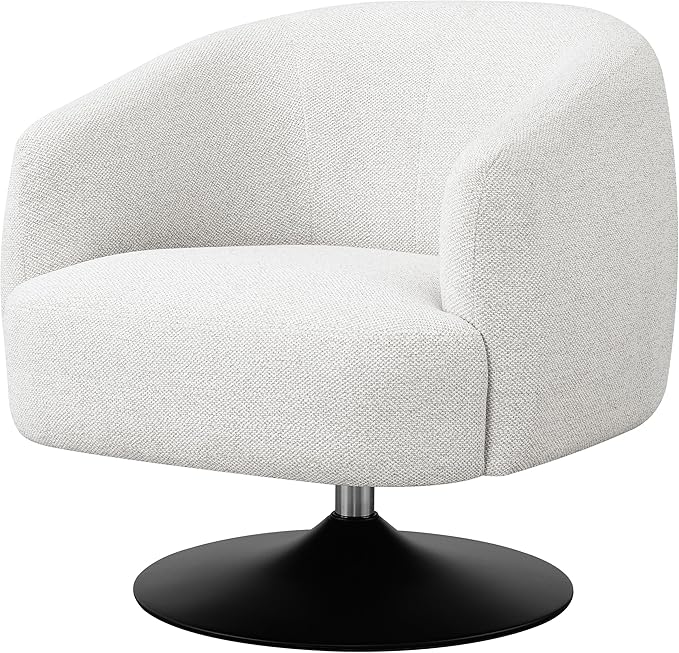 Coaster Home Furnishings - Dave - Boucle Fabric Upholstered Barrel Back Swivel Accent Chair with Pedestal Base Tapered Off Armrests and 360-Degree Swivel - Living Room - Beige - 905739