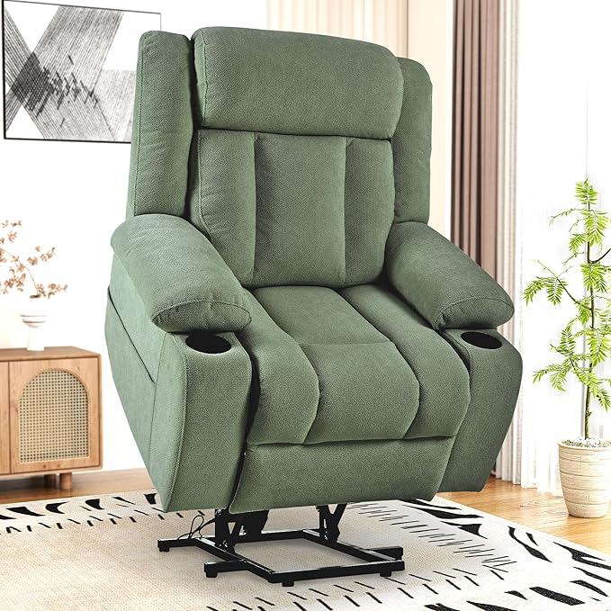 Oversize Power Lift Recliner Chair for Big and Tall with Extended Footrest Large Electric Lift Chairs 400lbs Capacity Remote Control Cup Holders &amp Side Pockets