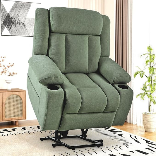 Oversize Power Lift Recliner Chair for Big and Tall with Extended Footrest Large Electric Lift Chairs 400lbs Capacity Remote Control Cup Holders &amp Side Pockets