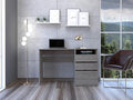 Three Drawer Computer Work Study Desk Office Writing Work Table One Shelf for Home Office Living Room-Light Gray