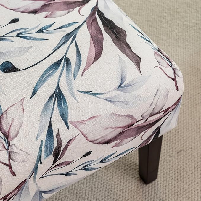 Knocbel Upholstered Accent Armless Chair Living Room Fabric Lounge Chair with Solid Wood Frame &amp Legs (Purple Floral)
