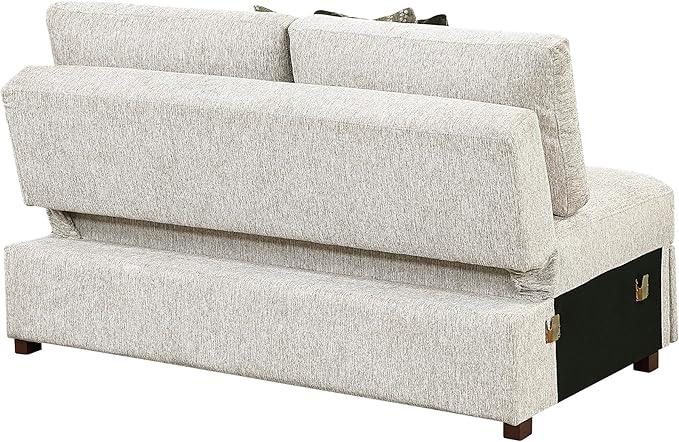 Lexicon Modular Sectional Sofa Module for Sectional Couch Armless Convertible 2 Seater with Pull-Out Bed Adjustable Backrests Removable Back Cushion Cover 2 Pillows Microfiber Sand
