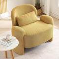LOULENS Oversized Accent Chair Modern Linen Fabric Lounge Armchair for Living Room Upholstered Comfy Reading Single Sofa Chair for Bedroom Waiting Room Corner Office Yellow