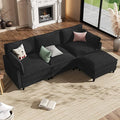 Apicizon 108 Cloud Couch Sectional L Shaped Cloud Sofa with Side Storage Pocket Modern Corduroy Sofa Set for Living Room Office Black