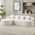 105 Boneless L Shaped Sectional Couch Curved Cloud Deep Seat Sofa with Chaise Lounge Oversized 4 Seater Couches for Living Room No Assembly Chenille Beige