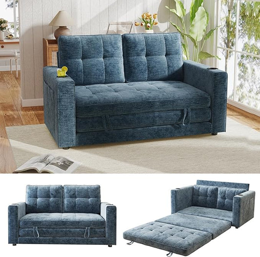 WorthFurni Convertible Sofa BedSleeper Sofa Floor Sofa Bed for Small Spaces Folding Couch Bed - Blue