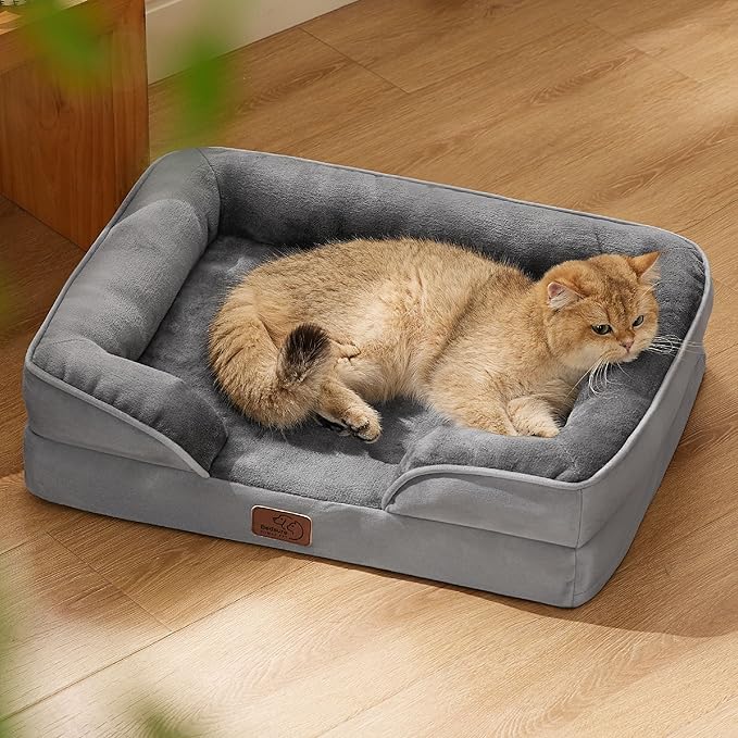 Bedsure Orthopedic Dog Beds for Extra Small Dogs- Washable Dog Cat Bed Waterproof Comfort Pet Couch Sofa with Washable Removable Cover Pets Bed with Nonskid Bottom Grey 20