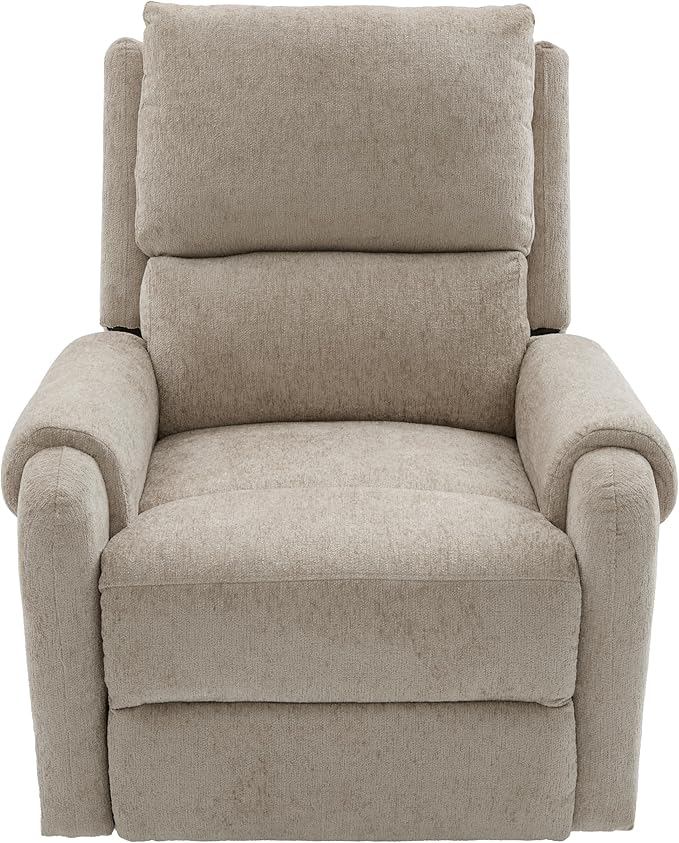 Christopher Knight Home Harper Massage Recliner Chair with 8 Modes Chenille Upholstered Recliner Sofa Swivel Massage Chair with a Side Storage Pocket for Living Room/BedroomHead SupportLight Brown