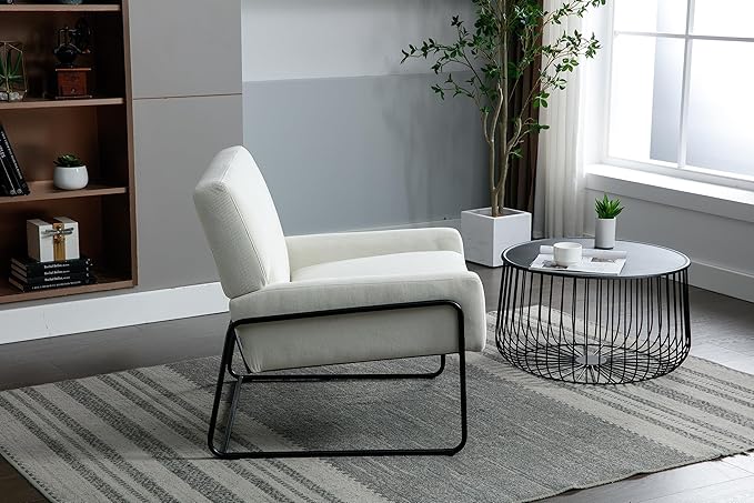 Accent Chair - Modern Industrial Slant Armchair with Metal Frame - Premium High Density Soft Single Chair for Living Room Bedroom