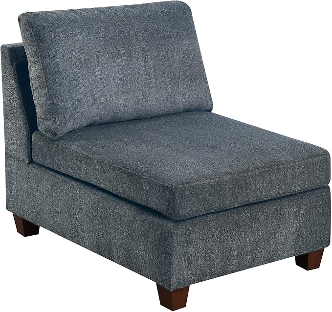 1pc Grey Chenille Fabric Modular Armless Chair - Modern Living Room Furniture