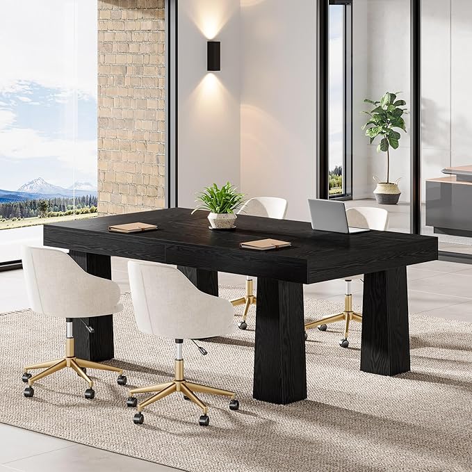 Tribesigns 63-Inch Executive Computer Desk Modern Industrial Home Office Desk with Heavy Duty Tapered Legs Spacious Workstation for Office Black Simple Modern Writing Table
