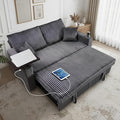 65'' Convertible Sofa Bed3-in-1 Pull Out Couch with USB Charging Port &amp Swivel Side TableCorduroy Fabric Loveseat Sleeper Couches with Adjustable Backrest for Living RoomEasy AssemblyGrey