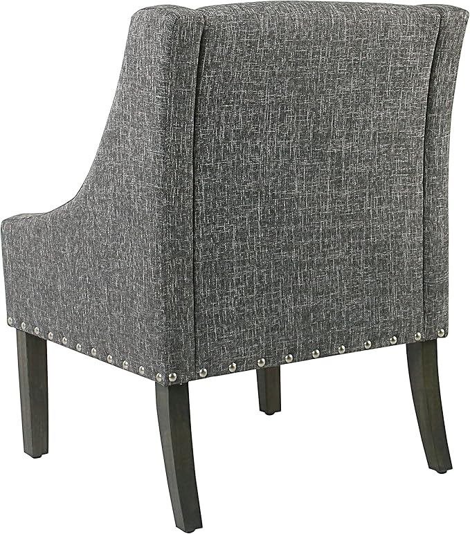 Homepop Home Decor | Upholstered Classic Swoop Arm Accent Chair | Accent Chairs for Living Room &amp Bedroom | Decorative Home Furniture Slate Grey