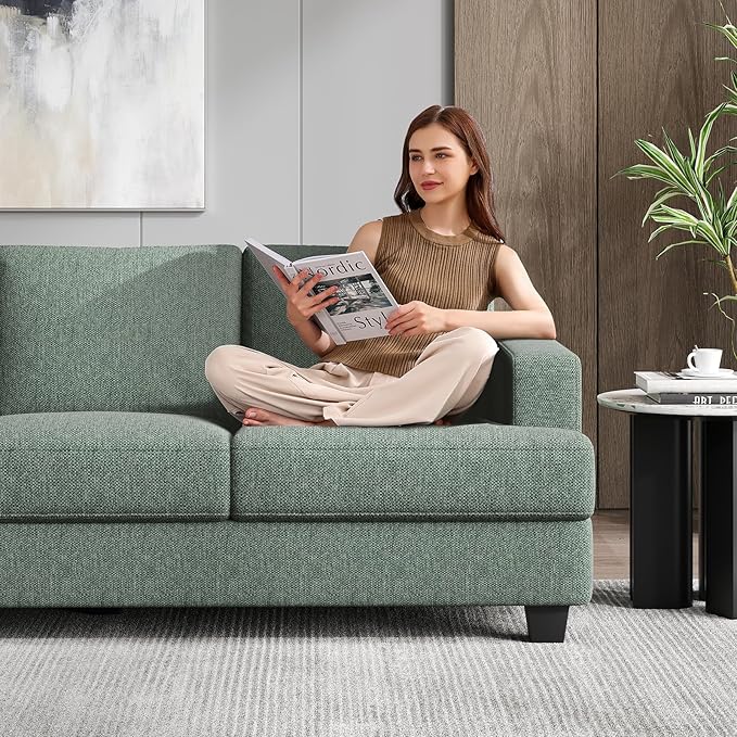 89 Inch Sofa with Extra Deep Seats Oversize 3 Seater Sofa for Living RoomModern Couch and Sofa Comfy Armrests and Seats and Backrests Easy Installation Light Green