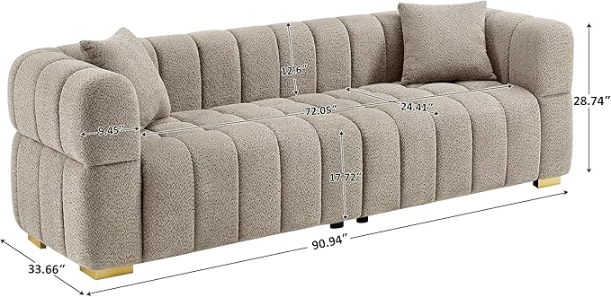 VANOMi Sofa and Chair Set Modern Deep Seat Couch &amp Boucle Sofa Chairs Oversized Upholstered Couch Sets for Living Room Bedroom Office Apartment Camel (2 Pieces)