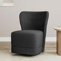 BELLEZE Swivel Accent Chair Modern Upholstered 360° Swivel Barrel Chairs Comfy Small Club Chairs for Nursery Hotel Bedroom Office Lounge - Cortona (Dark Grey)