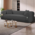 AC Pacific 3-Seater Sofa with Pillows &amp Storage – Low-Profile Hybrid Design Pocketed Springs &amp High-Density Foam Gray Fabric Couch for Living Room Apartment Charcoal