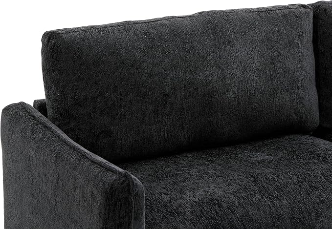 Christopher Knight Home Brena Modern Chenille Upholstered Loveseat Sofa Wooden 2 Seater Sofa Couch with Deep Seat Comfy Cloud Couch for Living Room Bedroom Home Office Black