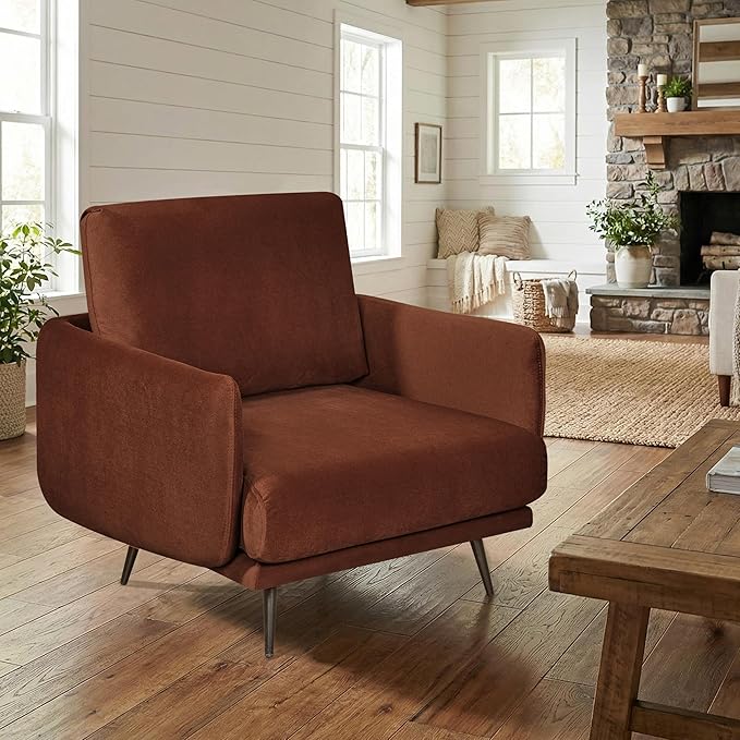 Oversized Accent Chair for Living Room Chairs Reading Arm Chair Comfy Modern Single Sofa Side Chairs with Metal Legs &amp Soft Cushion for Bedroom Waiting Room
