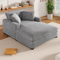 Christopher Knight Home Larrz Oversized Chaise Lounge Chair Indoor Cozy Upholstered Sleeper Sofa Couch Durable Wood Frame Deep Seat Reading Chair with 2 Throw Pillows and Armrests Gray