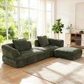 Merax 121 L-Shaped Sectional Sofa with Chaise Lounge No Assembly Required 2-Piece Set Modern 4 Seat Sofa for Living Room Soft Upholstery 32 Deep Seating (Green)