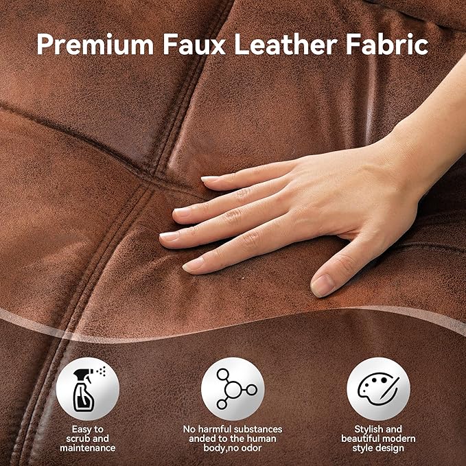 Vyfipt 71 Convertible Futon Sofa Bed3-in-1 Faux Leather Fabric Futon Couch with Memory Foam Modern Foldable Sleeper Loveseat for Small Spaces Living RoomOffice &amp ApartmentBrown