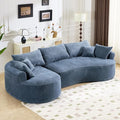 126” Oversized Curved Sectional Sofa L Shaped Chenille Boneless Couch with Deep Seat &amp 7 Pillows for Living Room Bedroom No Assembly Required (Blue)