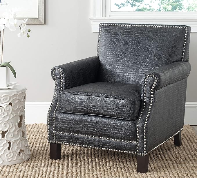 SAFAVIEH Mercer Collection Charles Grey Linen Club Chair