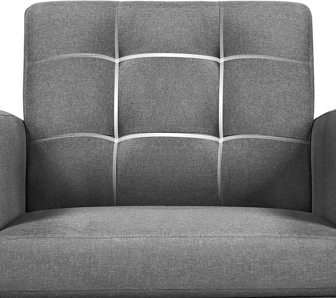 Yaheetech Mid-Century Accent Chairs Modern Upholstered Living Room Chair Cozy Armchair Button Tufted Back and Wood Legs for Bedroom/Office/Cafe Set of 2 Gray