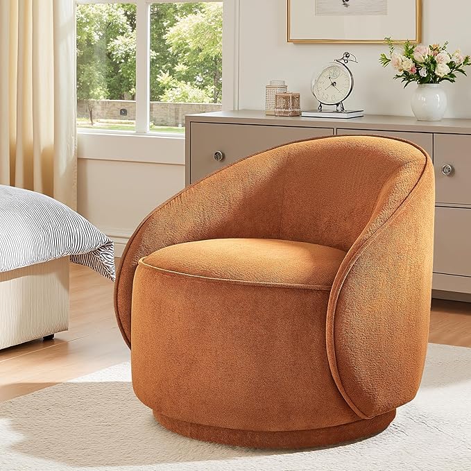 Swivel Accent Chairs Set of 2 360° Comfy Barrel Swivel Club Armchair Modern Reading Chair for Living Room Bedroom Office Balcony Entryway Terry Curry