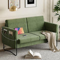 STHOUYN Small Green Love Seat Couches with USB Port &amp Side Pocket Small Loveseat for Small Spaces Mini Sofa for Bedroom 2 Seater Office Couch (Green)