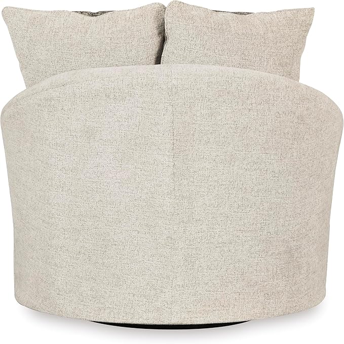Signature Design by Ashley Soletren Contemporary Chenille 360-Degree Swivel Accent Chair Off-White