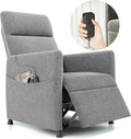 Electric Recliner for Adults Adjustable Home Theater Seating with Footrest &amp Padded Seat Ergonomic Recliners Chair with 2 Side Pockets for Living Room Light Gray
