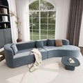 132 Large Sponge Modular Sofa Modern Sectional Sofa with Curved Design 2-Piece Chenille Modular Couch with 4 Pillows Plush Sponge &amp Spring Cushion for Living Room (Dark Blue103)