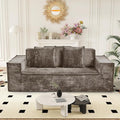77'' Chenille Upholstered Modern Cloud Loveseat Sofa No Assembly Required Deep Seat Couches Includes 2 pcs Pillows for Living Room Bedroom Apartment(Brown)