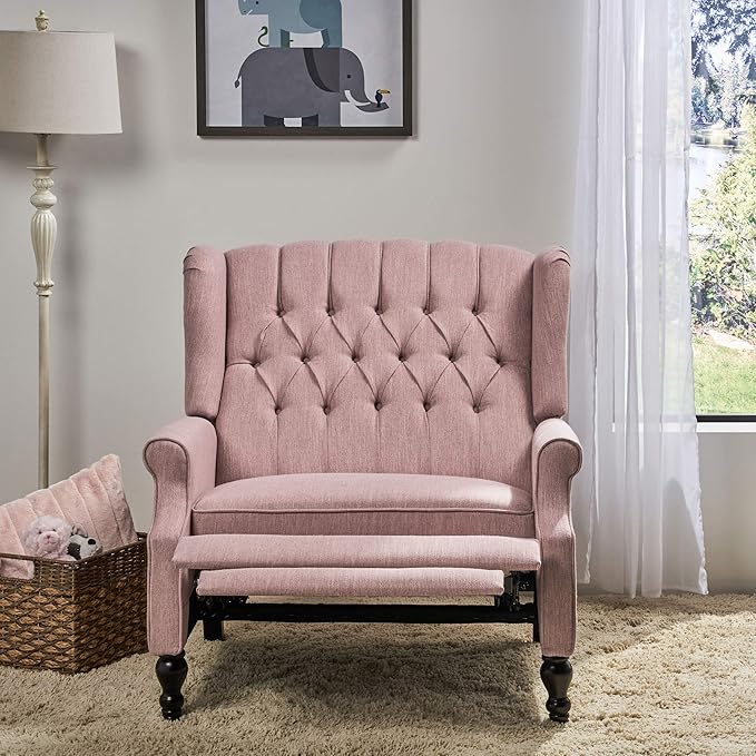 Christopher Knight Home Salome Push Back Recliner Light Blush Dark Brown