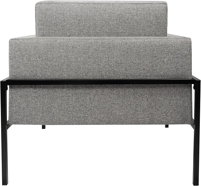 HomePop Modern Metal Frame Accent Chair|Homepop Home Décor|Accent Chairs for Living Room &amp Bedroom - Sustainable Gray Woven